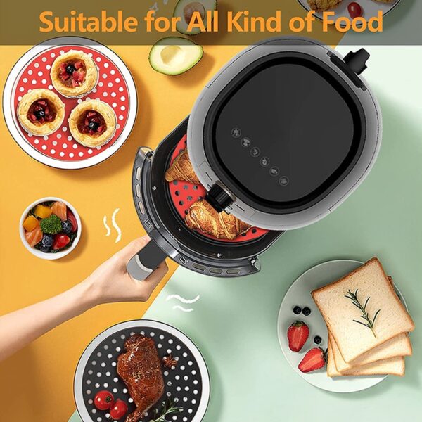 Reusable Silicone Air Fryer Mat Liner Non-Stick Steamer Pad Baking Inner Liner Cooking Mat for Kitchen Accessories Round Square 4