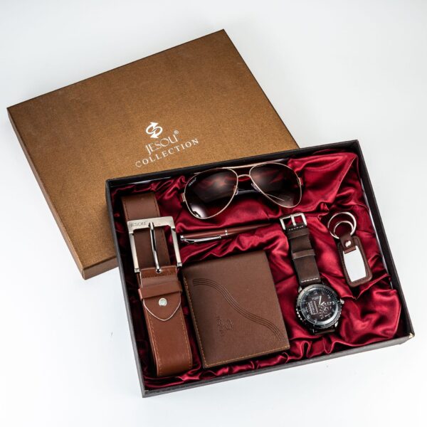 A04991Men's business gift box set Wallet belt watch pen glasses combination set 5