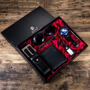 A04991Men's business gift box set Wallet belt watch pen glasses combination set 2
