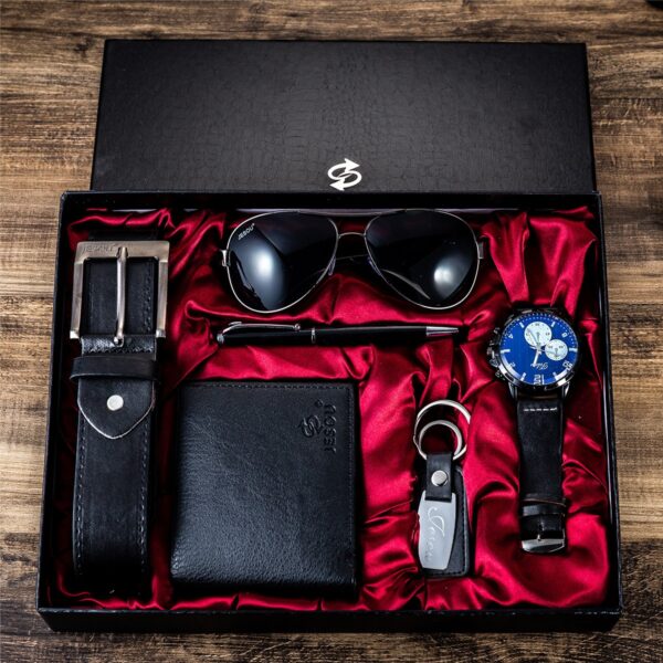 A04991Men's business gift box set Wallet belt watch pen glasses combination set 1