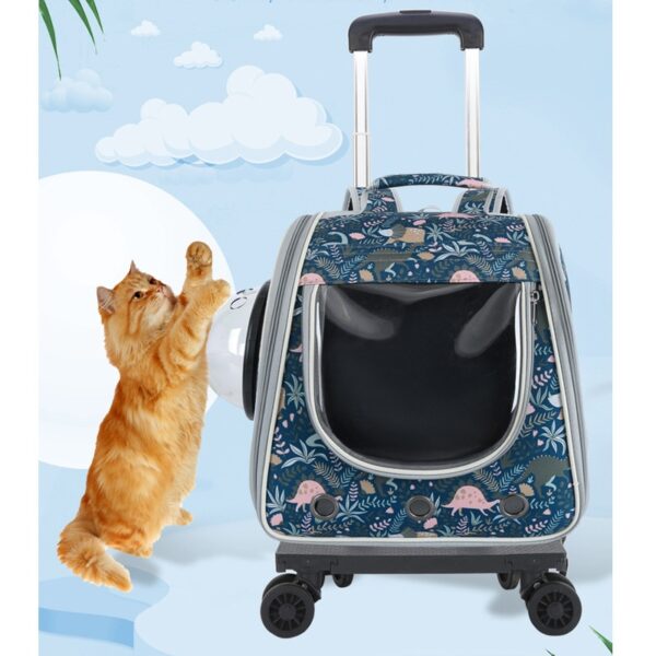 Pet Suitcase Stroller Cat Carrier Bag Breathable Cats Backpack Portable Carrying For Dogs Large Space Trolley Travel Bag 3