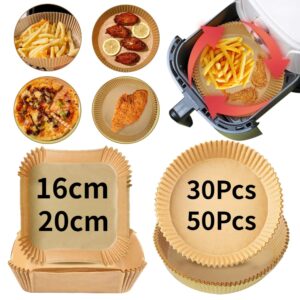30/50Pcs Disposable Air Fryer Paper Liner Oil-proof Water-proof Paper Tray Non-Stick Baking Mat for Oven AirFryer Accessories 1